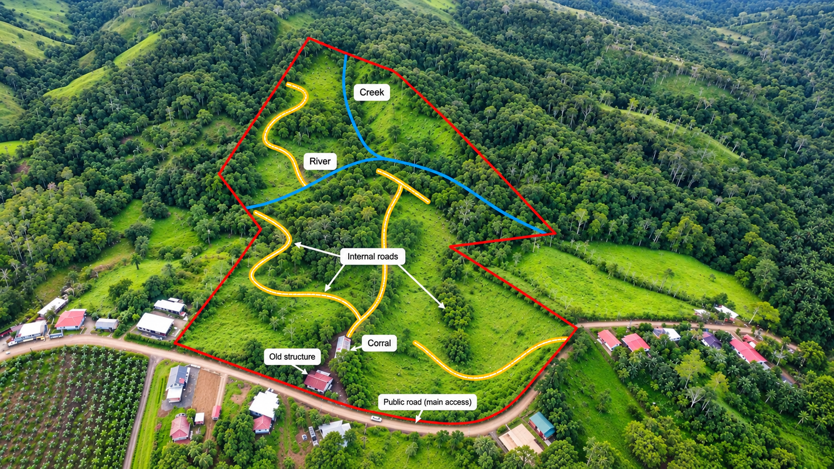 EXCEPTIONAL PROPERTY IN LA LINDA DE GENERAL VIEJO – A DEVELOPER’S DREAM WITH NATURAL SPLENDOR AND PRIME LOCATION – 25 acres