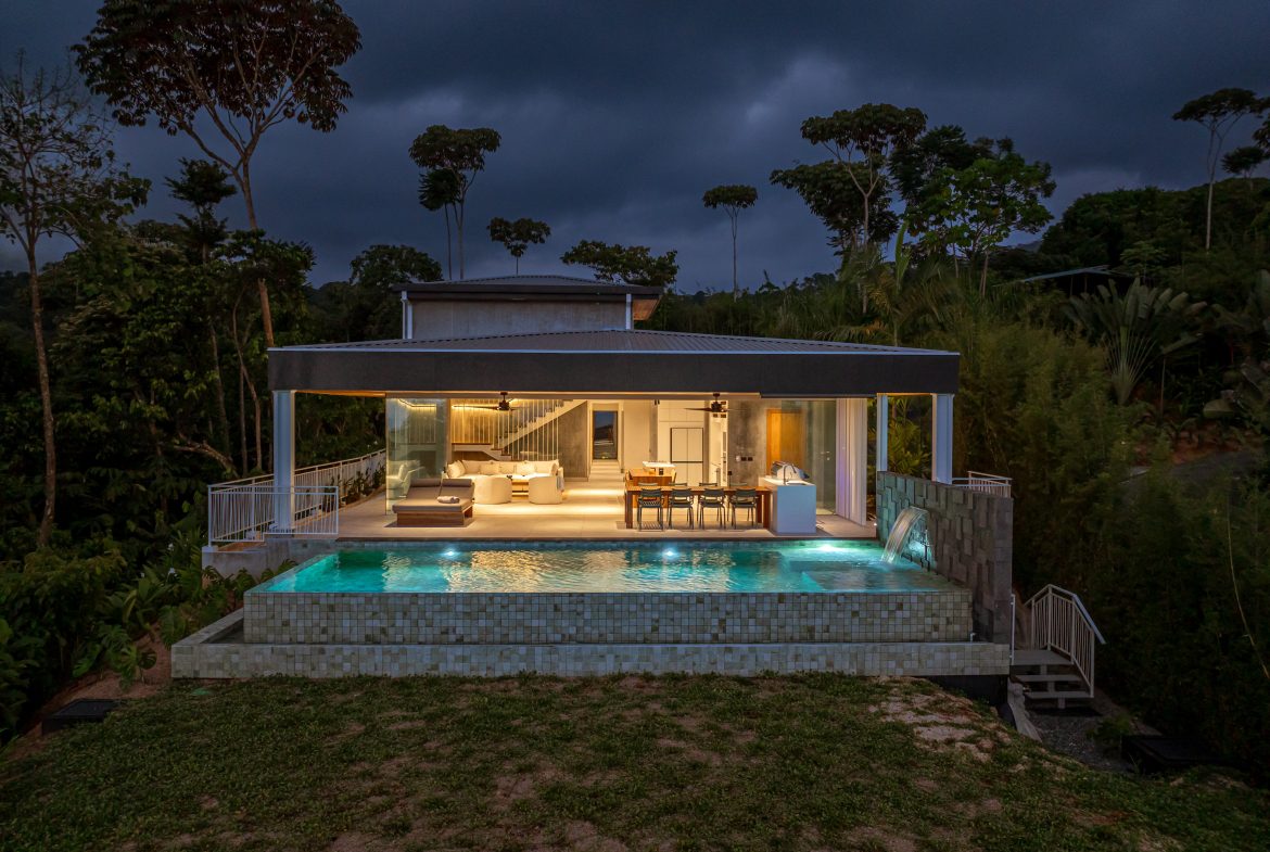 New contemporary tropical villa boasts with a movie theater and views of the iconic whale’s tail