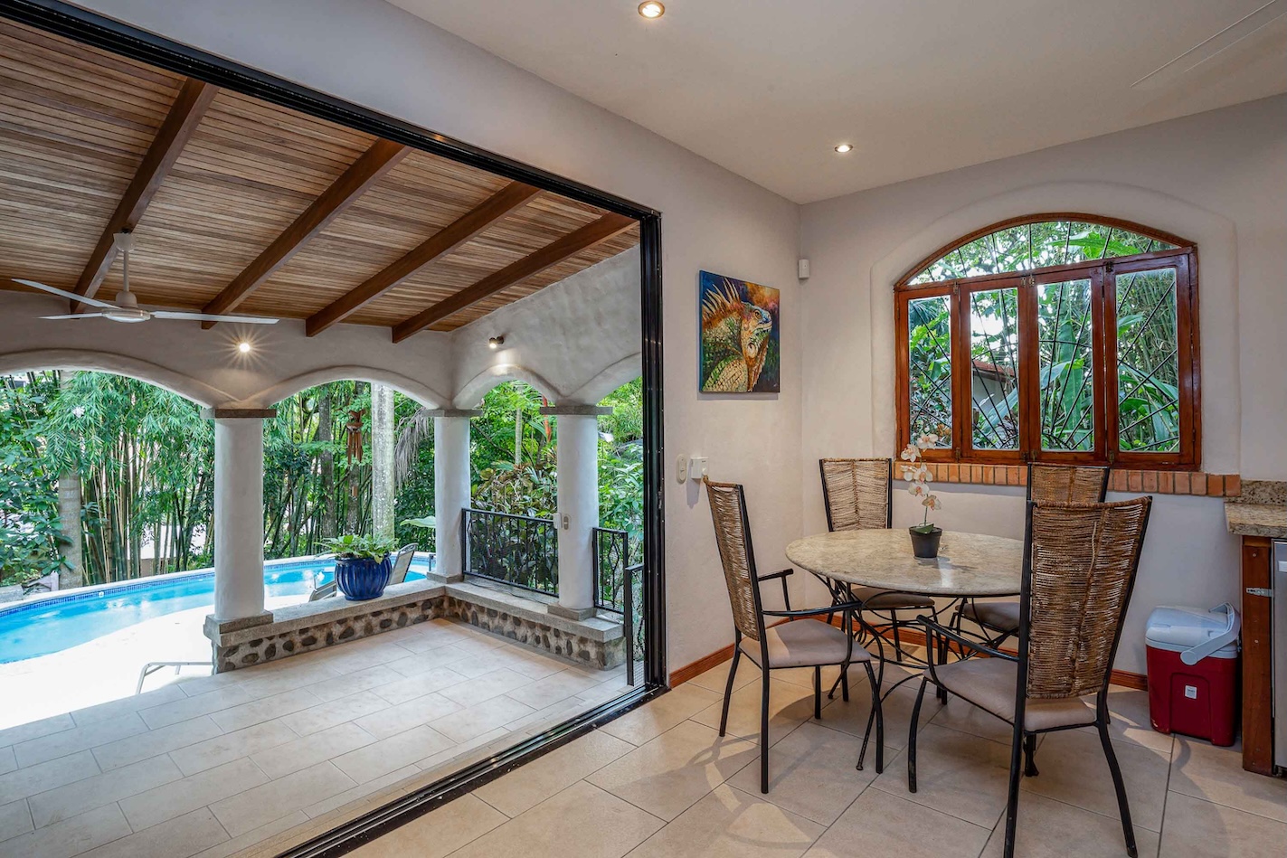 living to terrace to pool