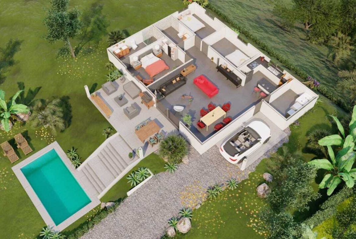UNFINISHED PROPERTY WITH THREE BEDROOMS, IN OJOCHAL – 1.7 ACRES