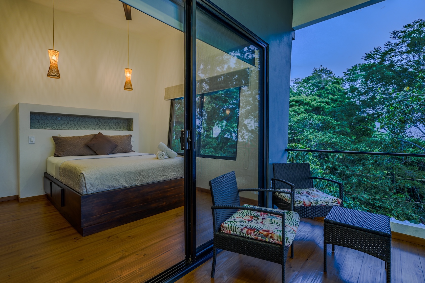 Guest bed and balcony